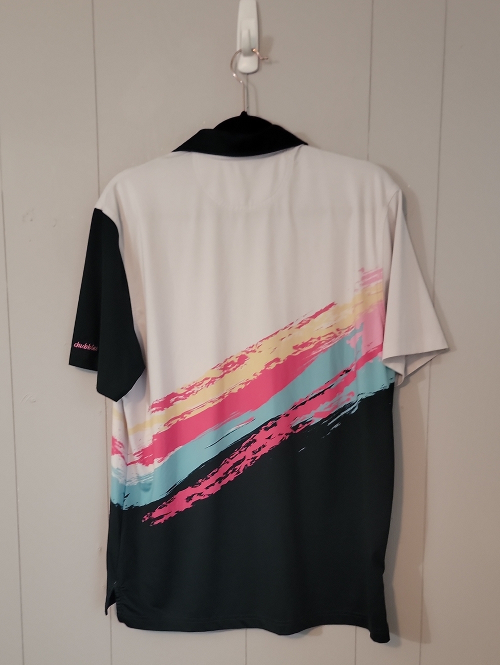 Chubbies The Tennis Champ Performance Polo Shirt Mens Small White Multi Color - Picture 2 of 4